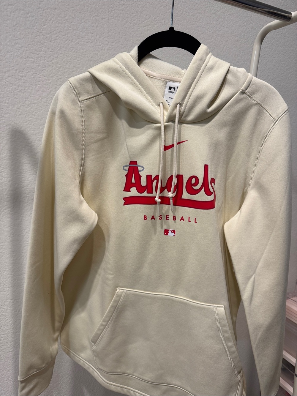 Nike Cream Angels Baseball Pullover Hoodie with Red Logo